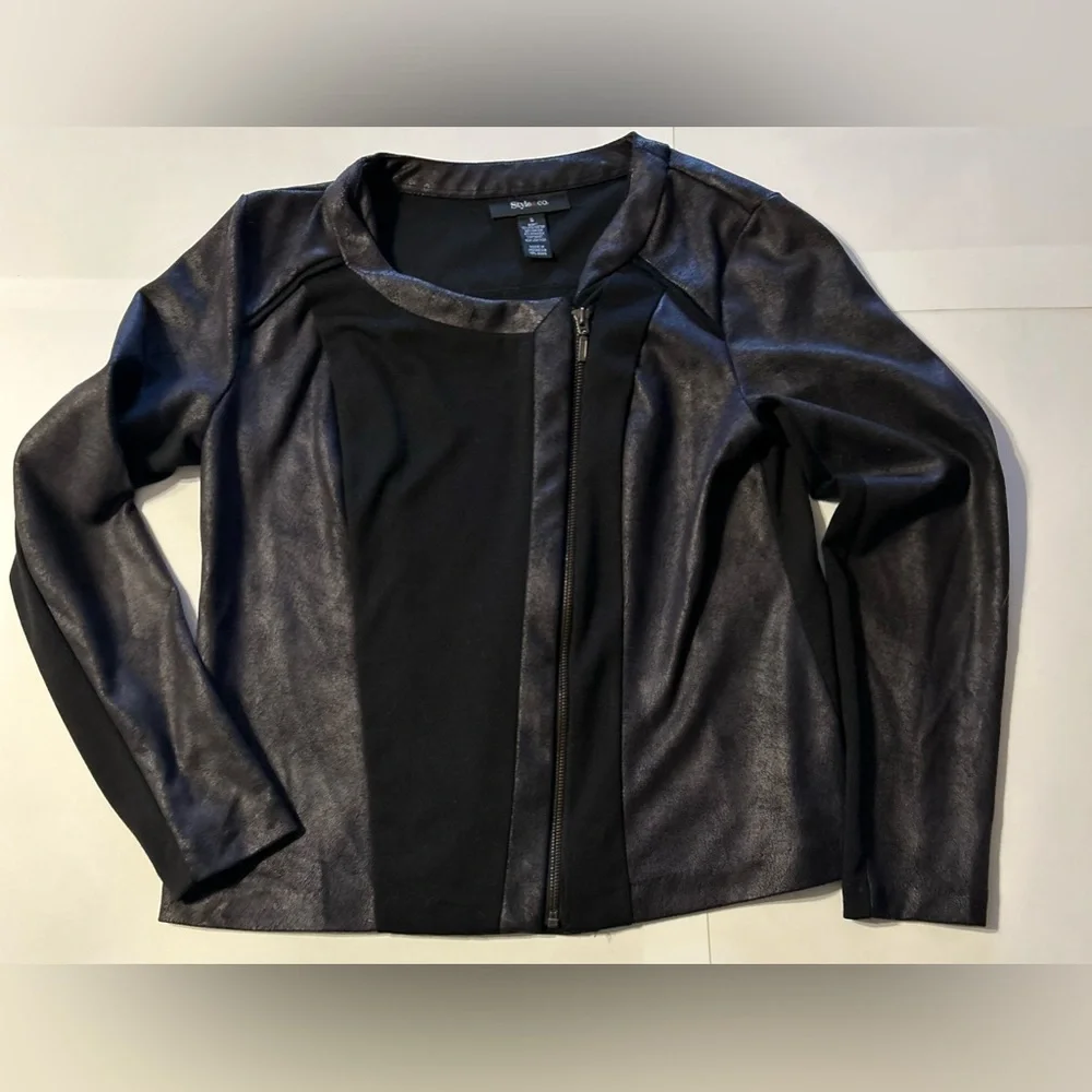 Style & Co Zip Up Black Blazer Size Small